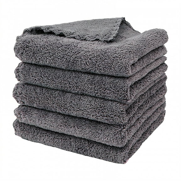 AUQ 5Pcs Cleaning Rags,High-Density Cleaning Power Microfiber Towel,Elastic Fibers Rags for Cleaning House,Black
