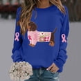 thumbnail image 2 of Jindong Women's Dog Ribbon Breast Cancer Awareness Print Sweatshirt, 2 of 5