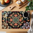 thumbnail image 2 of Black Boho Placemats Set of 8, Ethnic Country Colorful Abstract Floral Motifs Placemats for Dining Table, Place Mats for Kitchen Tabletop, Waterproof Wipeable Dining Table Mats Set, 2 of 9
