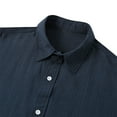 thumbnail image 5 of Ecqkame Men's Casual Short Sleeve Turndown Collar Shirt Summer Top Solid Color Button Up Beach Blouse B-Navy XL, 5 of 9