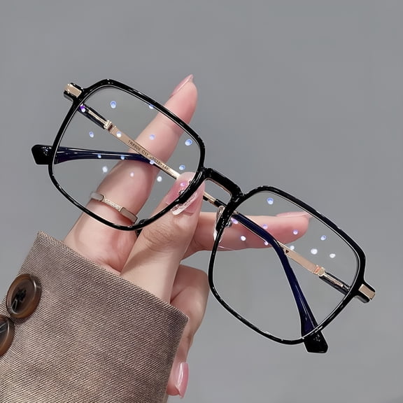 GJX 2026 New Anti Blue Light Glasses Ultra Light Transparent Metal Frame for Women Men Computer Eye Protection Spectacles