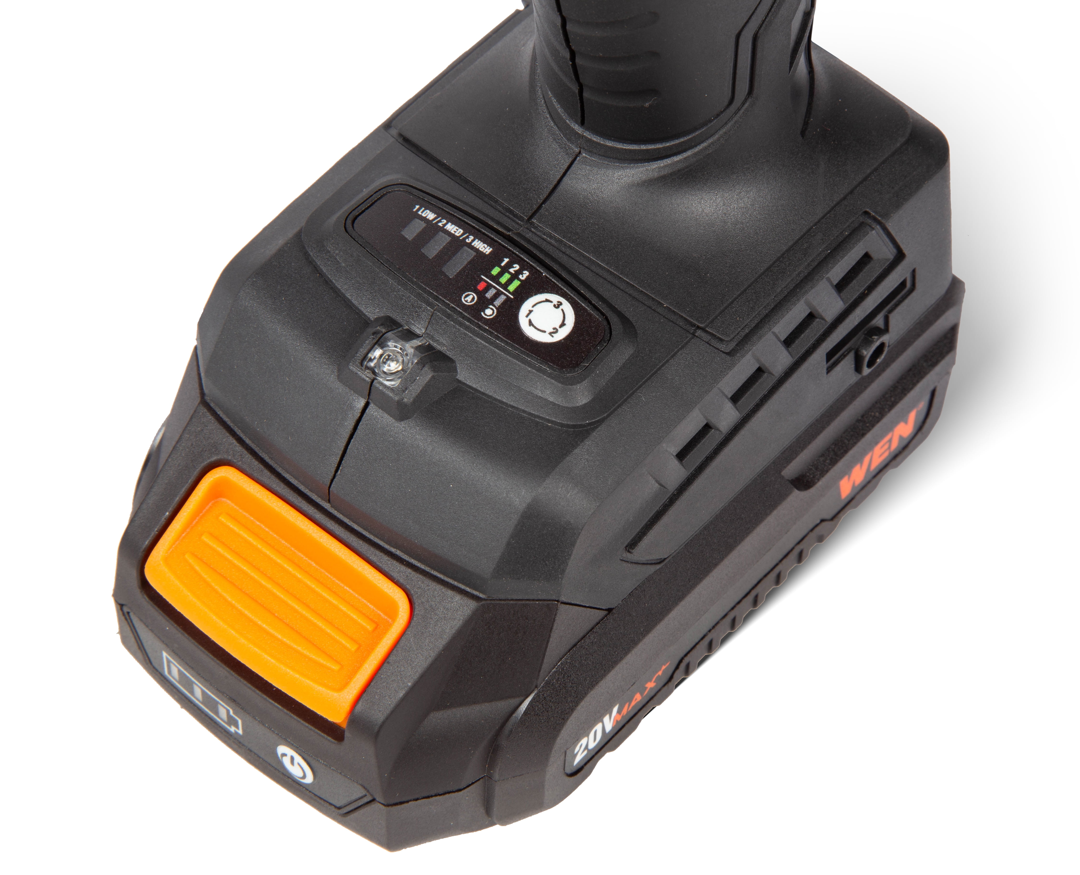 WEN 20V Max Brushless Cordless Compact 1/2-Inch Impact Wrench with SmartStop, 2.0 Ah Lithium-Ion Battery and Charger (20108)