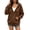 Brown, variant on Antinious Woman Hooded Sweatshirt Long Sleeve Outer Pockets Loose Solid
