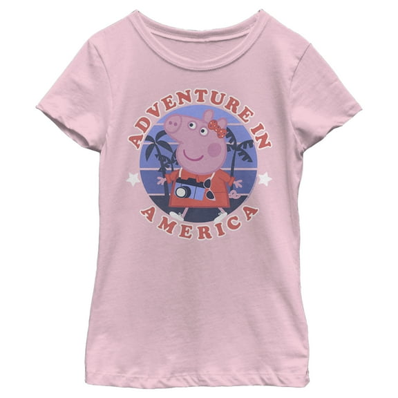 Girl's Peppa Pig Adventure in America Graphic T-Shirt
