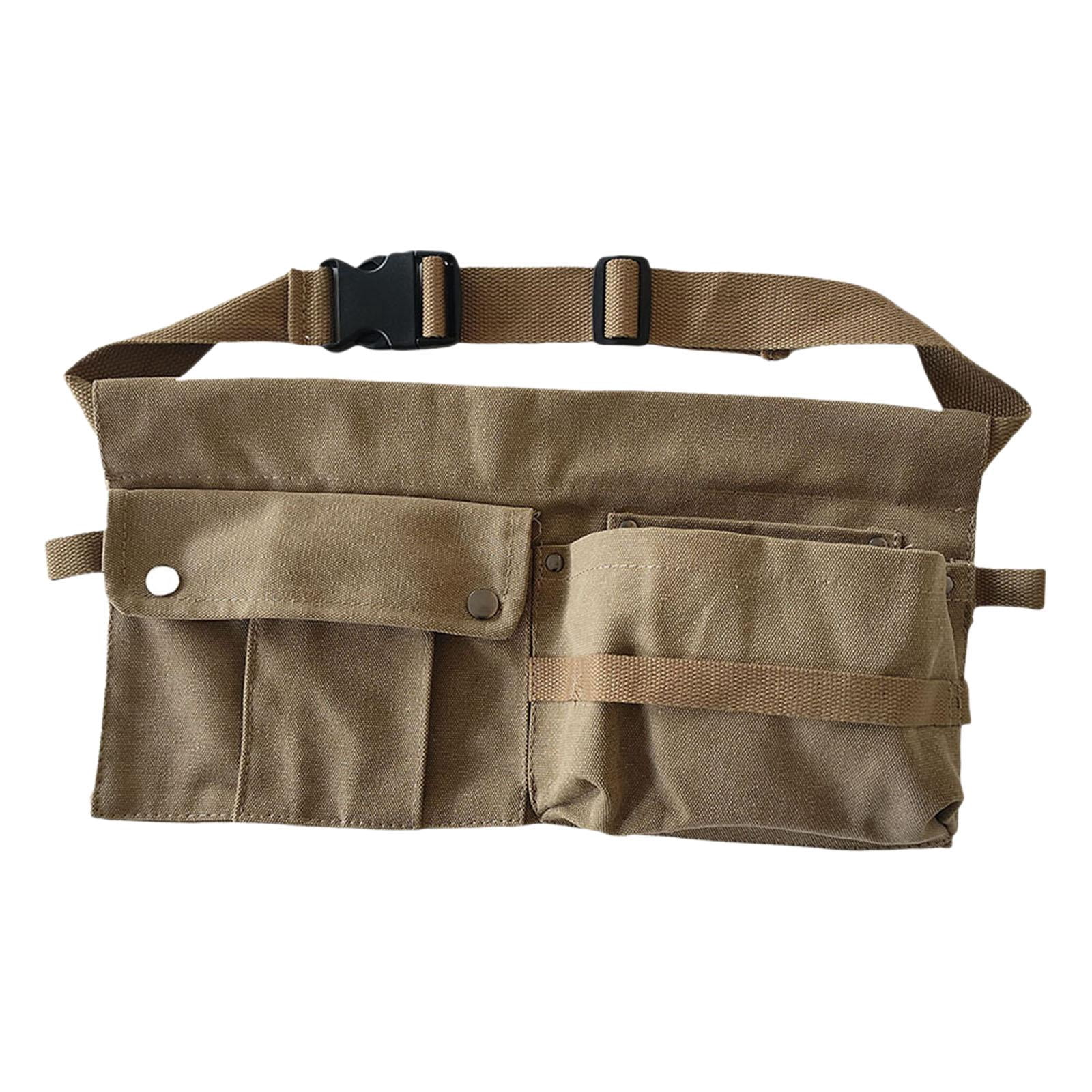 simhoa Tool Waist Bag Portable Tool Bag Large Capacity Canvas Waist Pocket Belt Waist Bag Tools Organizer for Electricians Builders Khaki