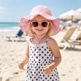 thumbnail image 2 of mgoYE Baby Sun Hat Toddler Girl Beach Hat Sun Protection Adjustable Outdoor Summer Wide Brim Bucket Hat for Infant Kids(Pink,0-12 Months), 2 of 3