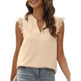 thumbnail image 1 of Txlixc, camisetas sin mangas de verano para mujer, sin mangas, lisas/flores/hojas, camisas de encaje con cuello en V, chaleco informal suelto para mujer Txlixc  Estilo de ocio, 1 of 3