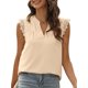 thumbnail image 1 of Txlixc, camisetas sin mangas de verano para mujer, sin mangas, lisas/flores/hojas, camisas de encaje con cuello en V, chaleco informal suelto para mujer Txlixc  Estilo de ocio, 1 of 3