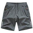 thumbnail image 3 of XIAONU Men's Solid Athletic Shorts Drawstring Waist Zipper Pockets Sport Bottoms, 3 of 3
