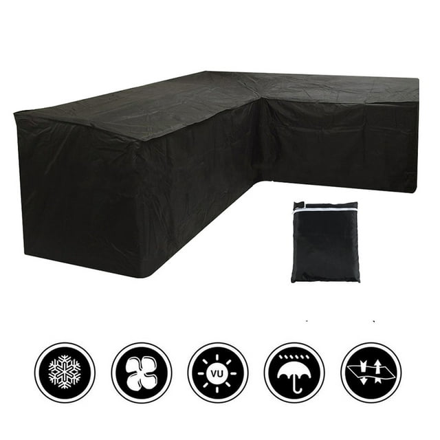 Outdoor Garden Furniture L-Shape Protective Cover Sunscreen Sofa Cover Protector Windproof Washable