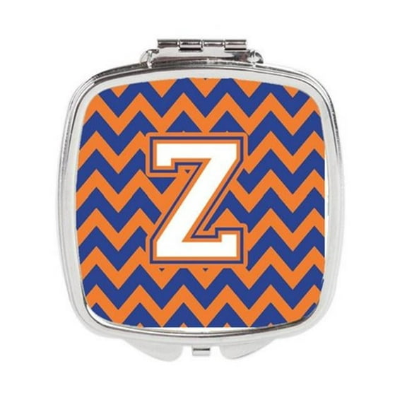 Carolines Treasures  Letter Z Chevron Blue & Orange No.3 Compact Mirror - Blue & Orange - 3in. H x 0.3in. W x 2.75in. L - 0.15 lbs
