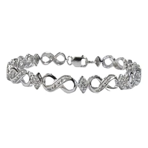 MyDiamondBox 1/10 CTTW Sterling Silver Infinity Tennis Bracelet with Natural White Diamonds for Women