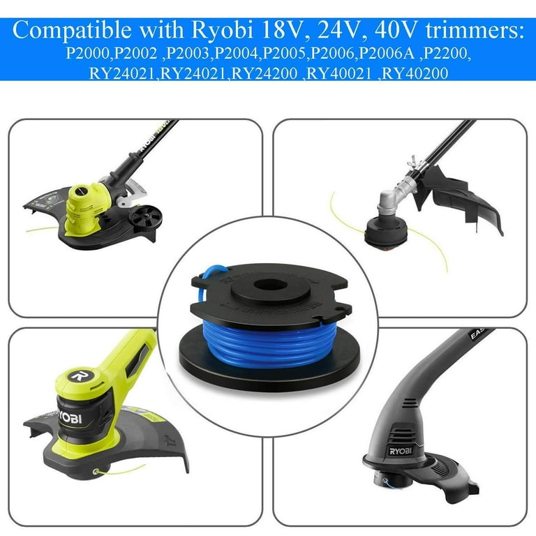 String Trimmer Line and Spool Replacement Fits with Ryobi One AC14RL3A 18V 24V 40V Line Trimmers 6 Pack for Replacement with 1 Cap Covers Parts Easy To Install Walmart
