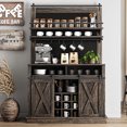 thumbnail image 3 of Ataucjin Coffee Bar Cabinet, Farmhouse Buffet Cabinet with Storage, 75" Tall Bar Cabinet Kitchen Buffet Sideboard with Sliding Barn Door, Coffee Hutch Cabinet for Dining Room, 3 of 7