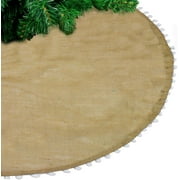 Amys HomeGoods Pompom Trim Jute Holiday Christmas Tree Skirt (56 Tree Skirt)