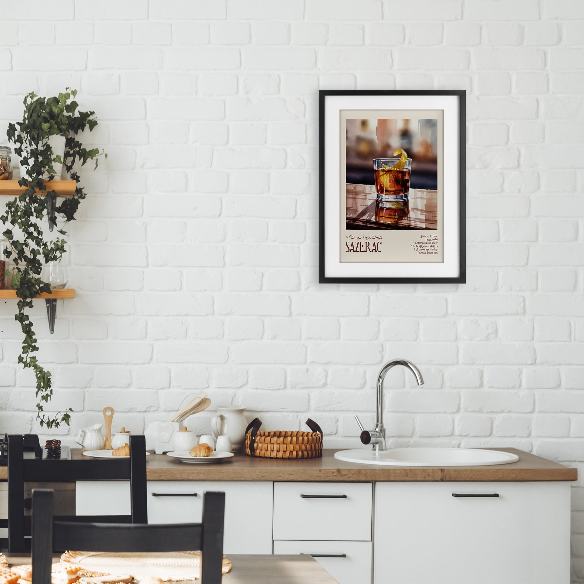 Stupell Industries Sazerac on Reflective Surface Black Framed Print Under Glass, design by Andreas Magnusson