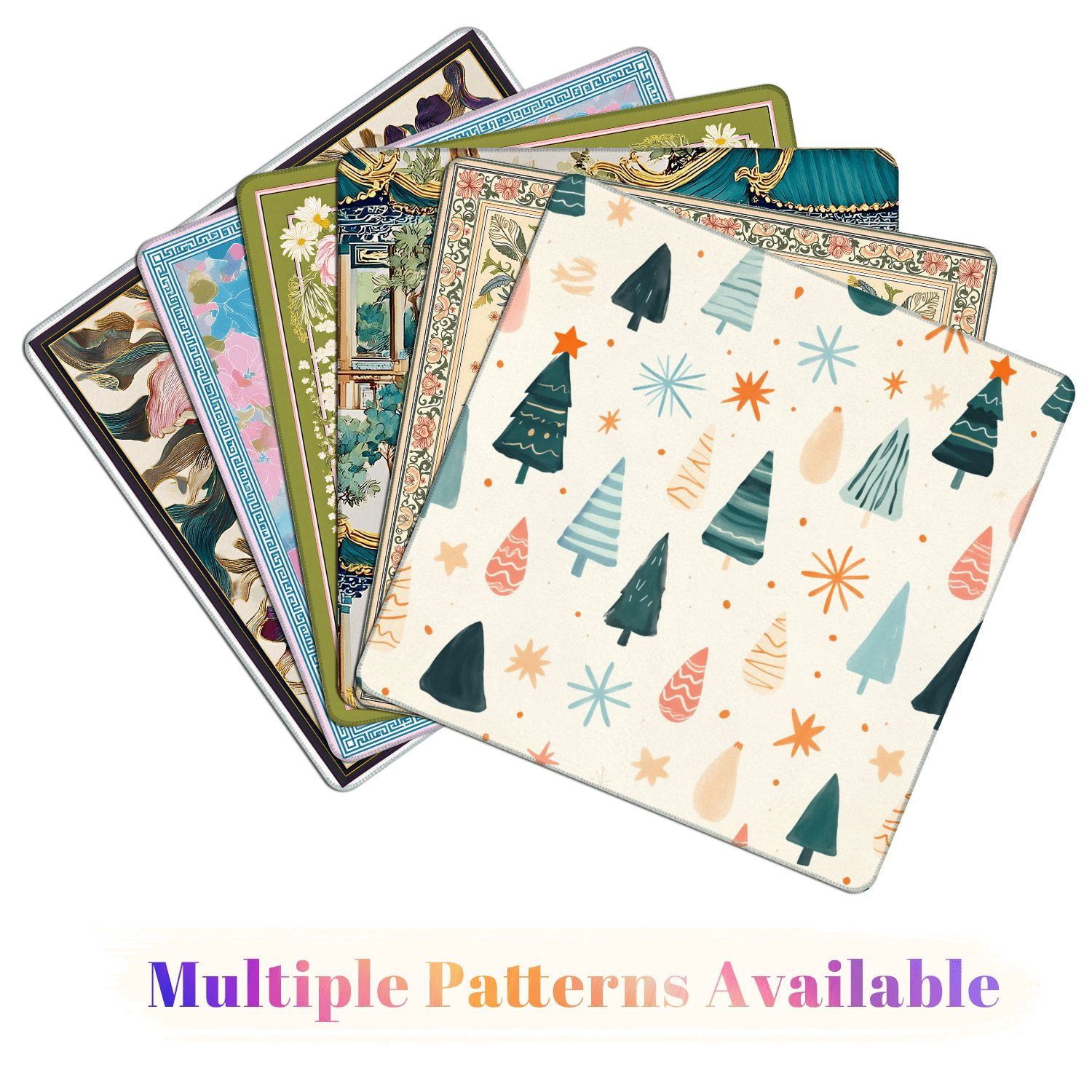Mahjong Mat 31.5" x 31.5" playful colorful featuring abstract christmas trees ornaments for Non-Slip Noise Reduction American Mahjong Tiles Table Cover for Dominoes Poker Card Board Games Gift