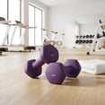 thumbnail image 1 of SONGMICS Juego de 2 Mancuernas, 2 x 2 kg, Recubrimiento de Vinilo Antideslizante, con Acabado Mate, para Gimnasia en Casa, Entrenamiento de Ejercicios de Fitness, Violeta, 1 of 8