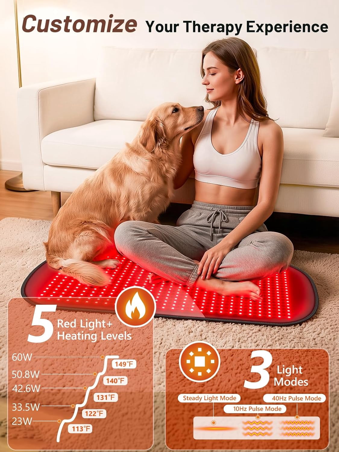 35.4" x 17" Red Light Therapy Mat for Body, 500 LEDs Near Infrared Light Therapy Pad with 90Min Timer, 660nm & 850nm Home Red Light Therapy Blanket for Whole Body Relief, Mood Boost & Sleep Promotion