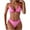 Pink 16024, variant on OWMEOT Low Rise Thong Bikini Sets for Women Two Piece Swimsuits Color Block Deep V-Neck Bathing Suits for Summer Vacation