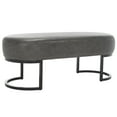 thumbnail image 4 of SAFAVIEH Bellezza Oval Solid Glam Bench, Grey Leather, 4 of 10