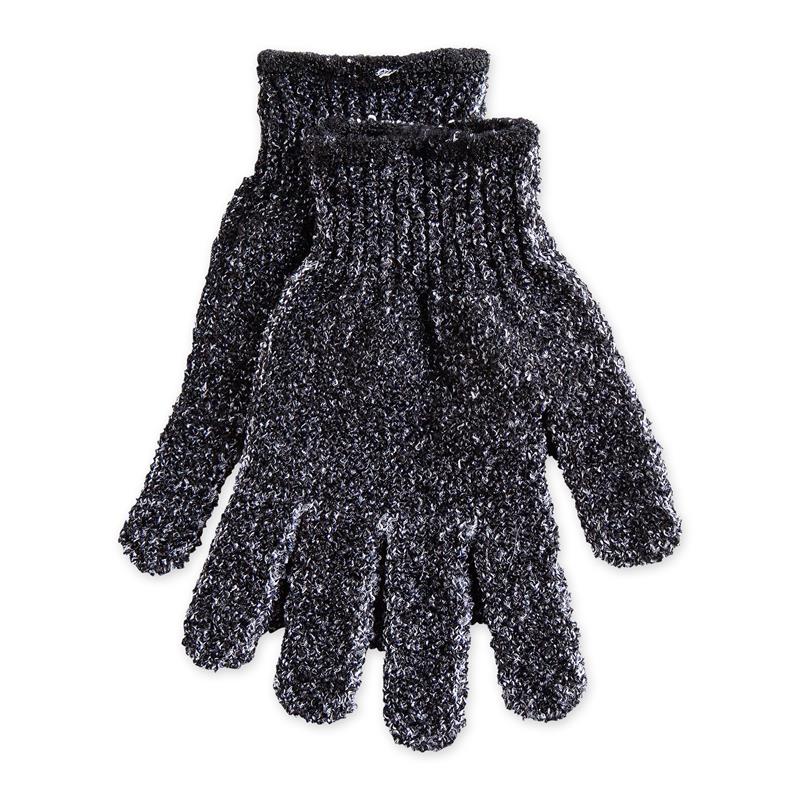 Urbana Men's Spa Prive Charcoal Black Bamboo Exfoliating Gloves
