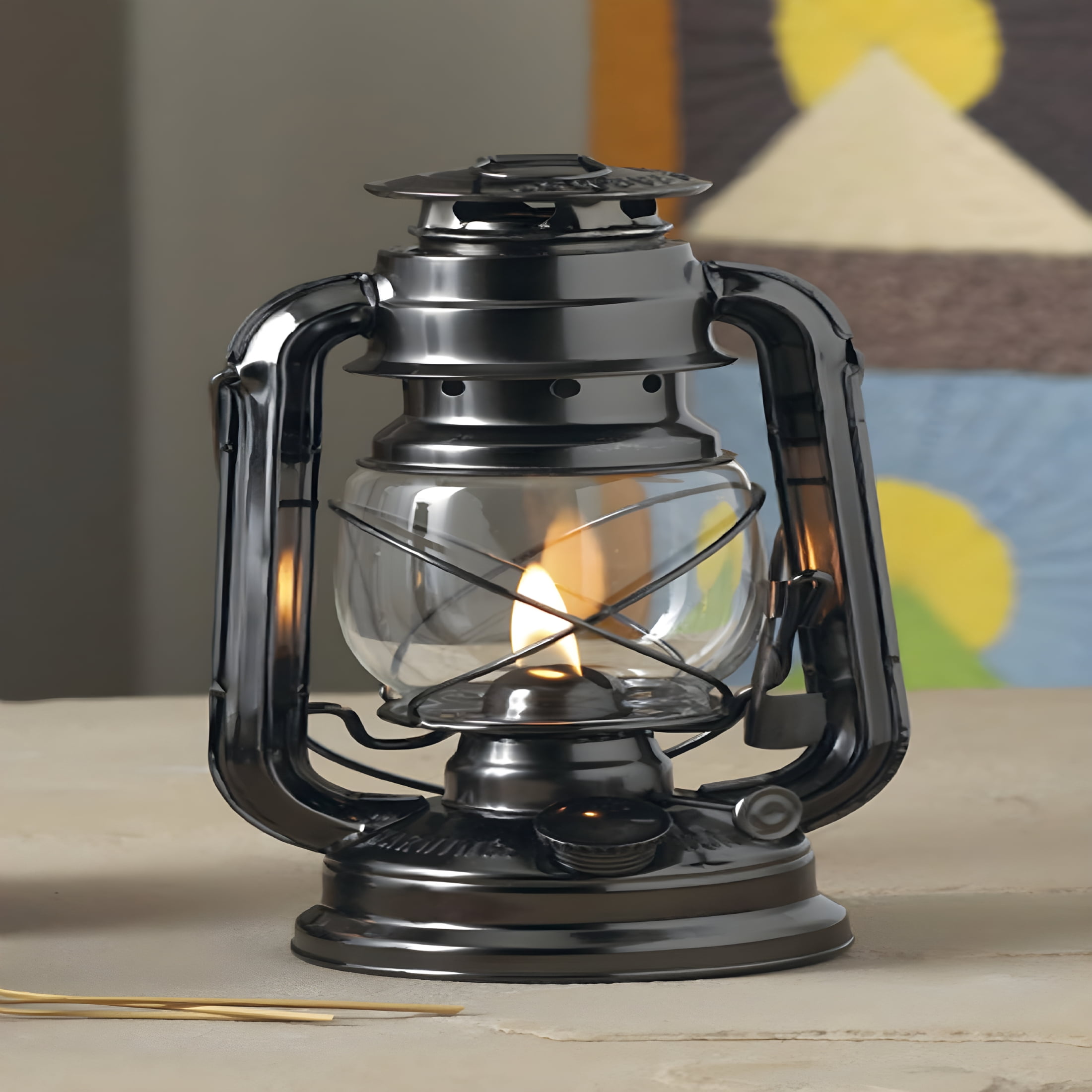 HIBIBUD Large Paraffin Oil Indoor Lamp,Hurricane Lamp,Emergency Kit,Farmer’S Lantern Indoor Oil Lamp,Black (Pack of 2)