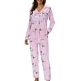 thumbnail image 1 of HNMKIU Pyjama Grande Taille pour Femmes Décontracté à Revers avec Boutons Imprimé Deux Pièces Pyjama à Manches Longues Ensemble de Pyjama, 1 of 3