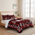 thumbnail image 5 of Quilts Twin Size Bedding Set, Merry Christmas Lightweight Quilted Comforter, Xmas Trees Snowflake Plaid Red Black Soft Reversible Bedspread Coverlet with Pillow Covers for All Season, 68" x 86", 5 of 9