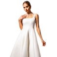 thumbnail image 4 of Vestido de verano Tsukko A Line Swing sin mangas con cuello cuadrado blanco, 4 of 5