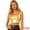 Gold, variant on DARING DIVA Women's U Neck Sleeveless Shiny Metallic Crop Top M Rose Gold