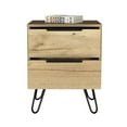 thumbnail image 3 of Atlin Designs Table de Nuit Moderne en Métal pour Chambre avec 2 Tiroirs en Chêne Clair, 3 of 6