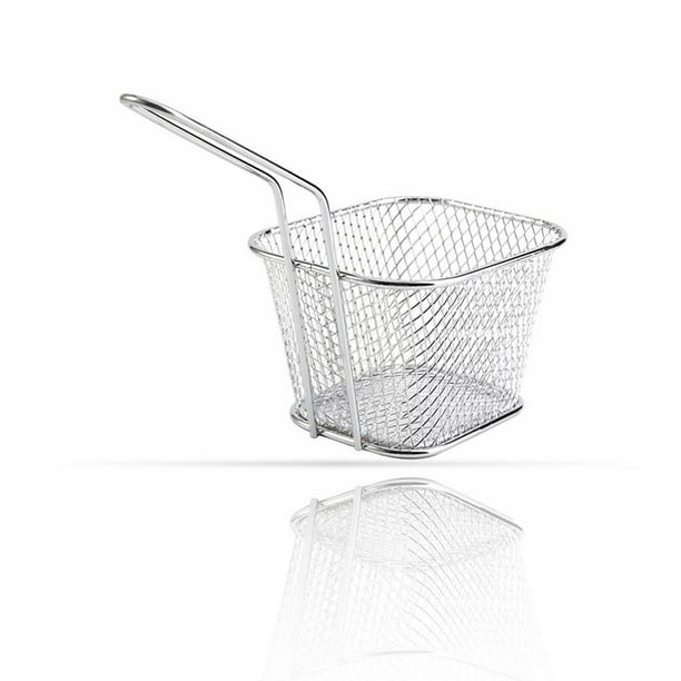 Advancent Papas fritas Cestas Verduras Suministro de cocina Herramienta multifunción para hornear Alambre Pollo Cebolla Anillos Ligero Cocina y Comedor Plata 10.5*8.5*6.5 cm