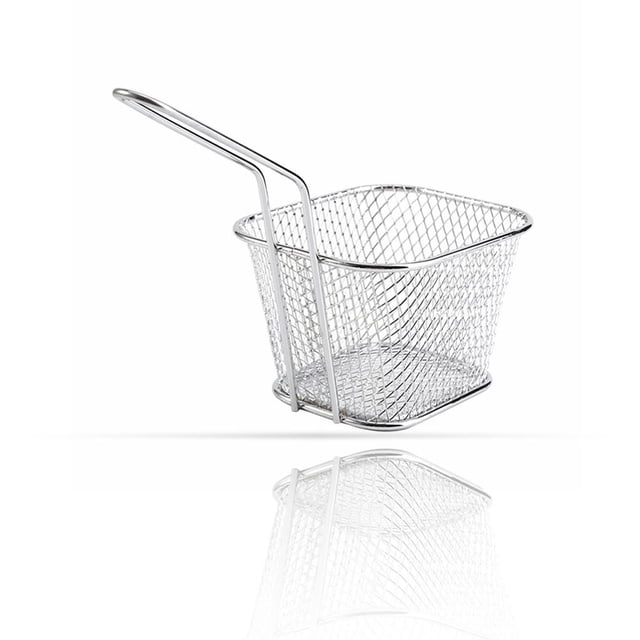 fastboy French Fries Baskets Handily Gripped DIY Tableware Kitchen Supply Potato Chips Baking Tool Onion Rings Deep Fry Basket Silver 10.5*8.5*6.5cm