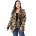 thumbnail image 3 of Cárdigan TalGrande Estampado De Leopardo Frente Abierto uxcell Beige 3XL, 3 of 6