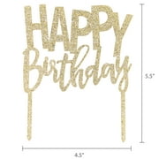 Way To Celebrate Gold Glitter Happy Birthday Cake Topper, 5 x 6 Inches