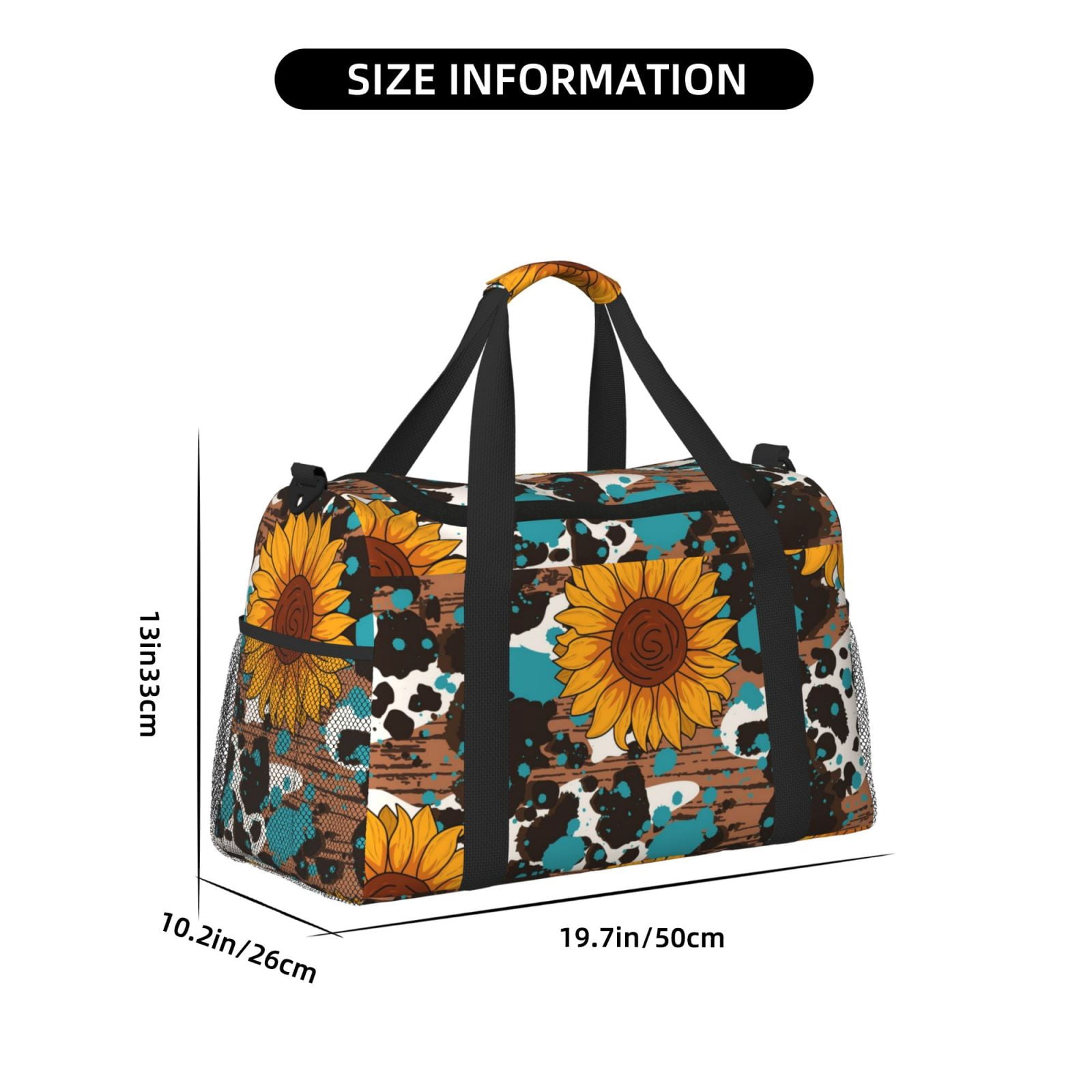 Fuzoiu Vintage Sunflowes Print Travel Duffle Bag,Carry On Tote Bags,Duffel Bag,Sport Gym Bag, Hospital Bag for Labor and Delivery, Overnight Bag,Luggage Bag