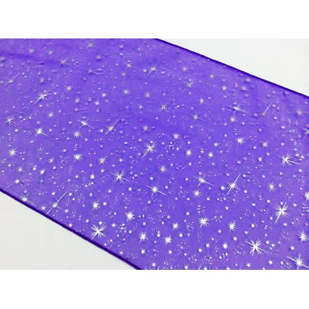 

Light Weight Sheer Organza with Silver Stars Decorative Table Runner Purple