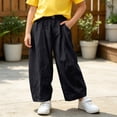 thumbnail image 4 of VBEWZET Kids Wide Leg Casual Pants, Elastic Waist Loose Fit Trousers with Pockets, Lightweight Air-Condition Pants for Boys & Girls Black 2-3 Years, 4 of 6