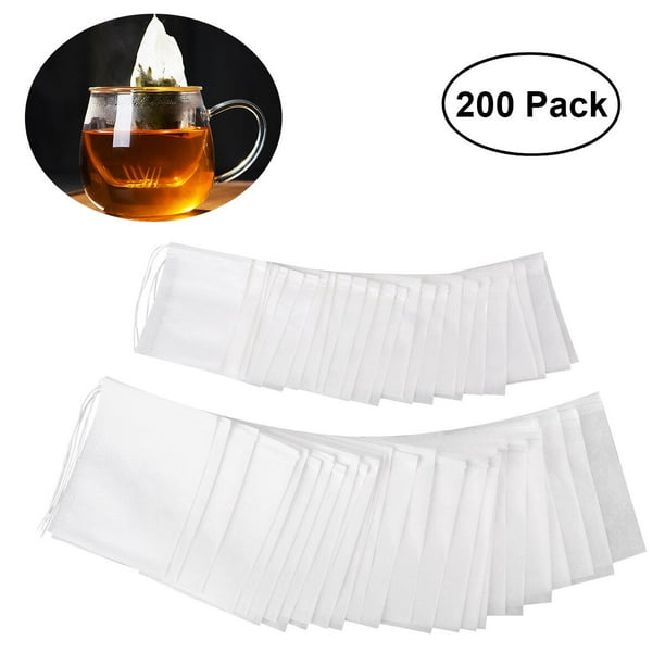 EeaseMX OUNONA 200pcs Drawstring Tea Bag Filter Paper Bolsas de bolsa de té vacías para hierbas de té de hojas sueltas (blanco)
