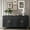 Distressed Black, variant on Wooden Cabinet For Kitchen With Adjustable Shelves 4 Door Sideboard Matte Lacquered Finish Dining Room And Living