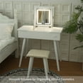 thumbnail image 6 of Wooden Vanity Desk Set With Stool, Modern Makeup Table With LED Lighted Mirror, Flip Top Makeup Vanity Table With Storage Cabinet Drawer For Bedroom, 6 of 7