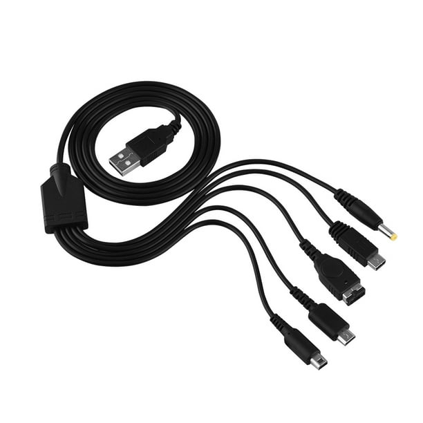 Cargador USB 5 en 1 para Nintendo NDS Ll XL 3DS Wii U PSP Cable de carga multifunción