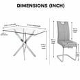 thumbnail image 3 of Sumdeal Modern 3-Piece Dining Set, 47.24-Inch Rectangular Tempered Glass Table with 2 Gray PU Leather High-Back Chairs, Gold Legs, 3 of 9