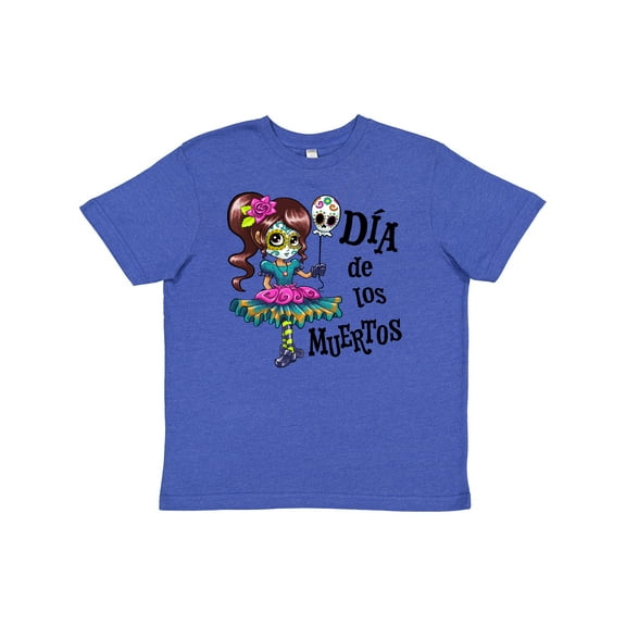 Inktastic DÃ­a De Los Muertos Girl with Skull Balloon Youth T-Shirt