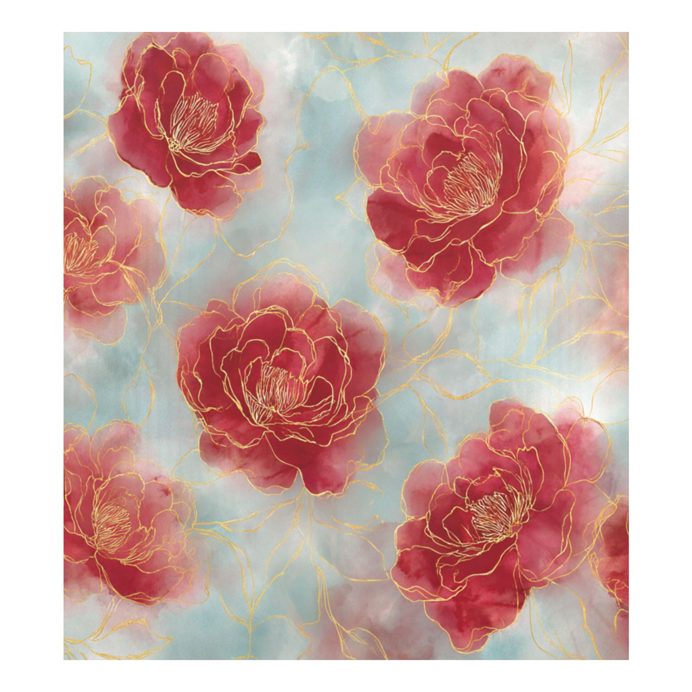 Dishwasher Magnetic Refrigerator Magnet Cover Sticker Home Decorative 23"x26" Rose Petals with Gold Outline