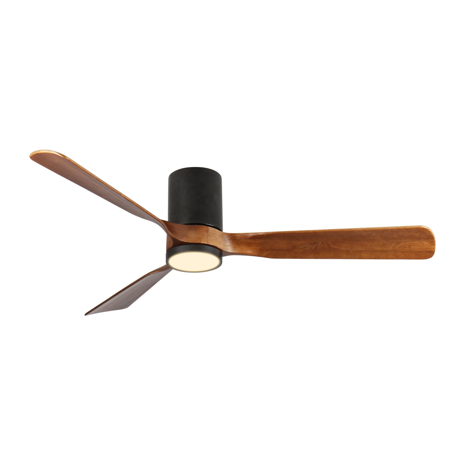 Lisonu 60" Indoor/Outdoor Ceiling Fan with LED Light & Remote, Modern Flush Mount Fan with Wood Blades, 6-Speed Reversible DC Motor for Patios & Bedrooms, White