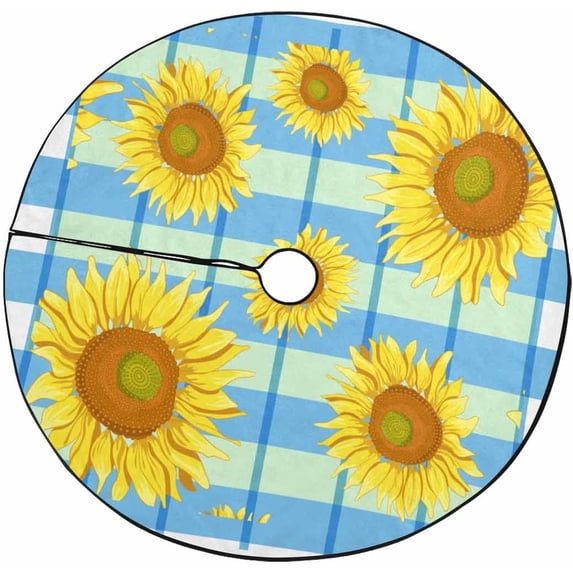 FMSHPON FloralSunflowers Xmas Christmas Tree Skirt Stand Mat for Holiday Party Decoration Indoor Outdoor 36 inches