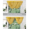 thumbnail image 4 of Yellow Golden Floral Sheer Waterfall Valance Curtains for Window, Spring Summer Shiny Flowers Rod Pocket Sheer Topper Swag Curtains for Living Room, Kitchen 38.5"W x 47.2"L, 1 Panel, 4 of 7