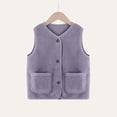 thumbnail image 2 of BLVB Boys Girls Fuzzy Fleece Vest Sherpa Warm Winter Sleeveless Button down Kids Jackets Coats with Pockets(Purple,3-4 Years), 2 of 5